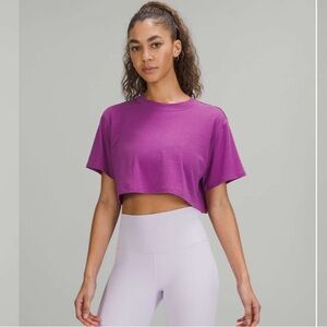 Lululemon All Yours Cropped T-Shirt in Vivid Plum